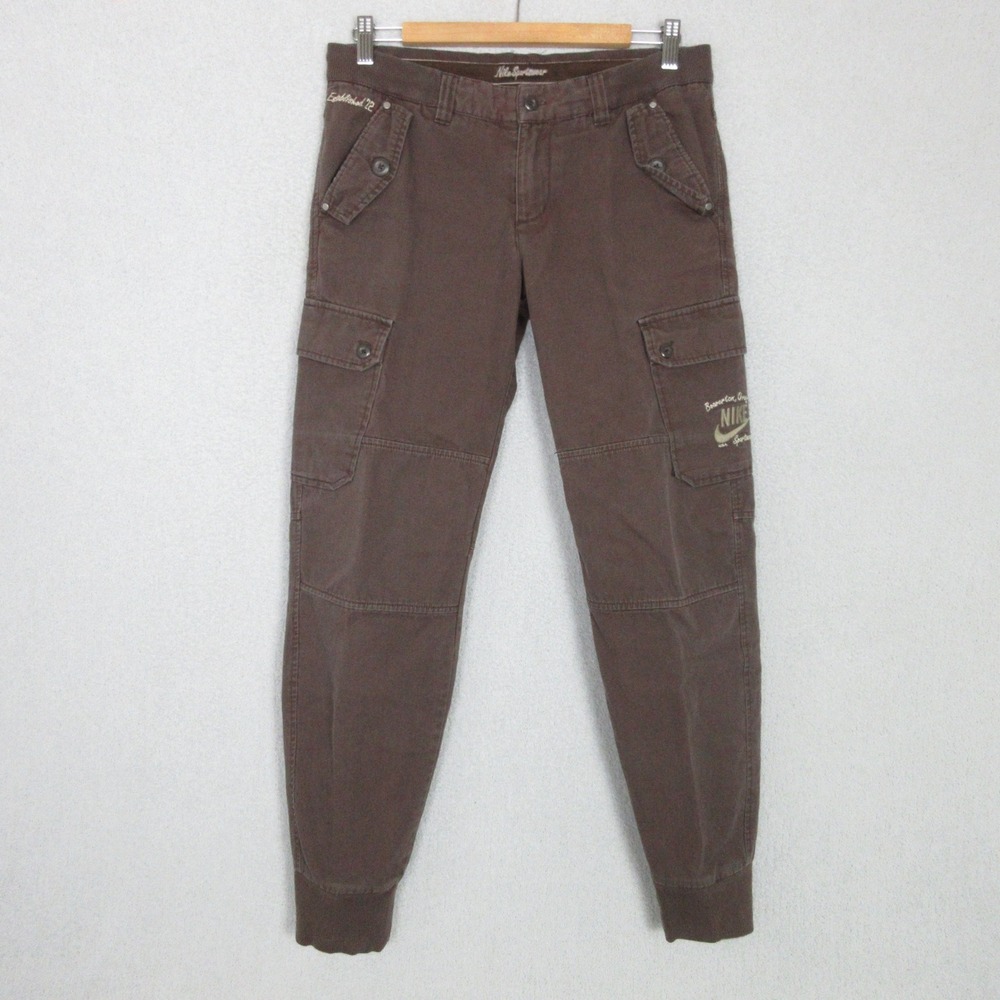 Nike Sportswear Brown Cargo Joggers Cotton Canvas Utility Pants Mens Medium